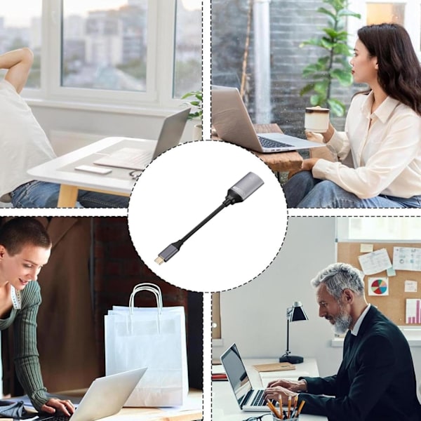 Type C til HD Adapterkabel, 4K Video og Lyd til Laptops, Sølv Silver