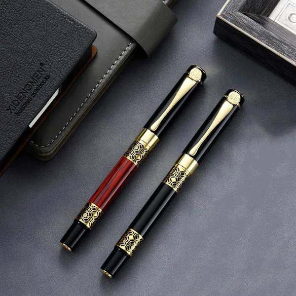 Retro Metal Fountain Pen F Nib Klassisk Design Med Konverter Høj Kvalitet Til Virksomhed Skrive Kontor Skole Leverancer Papirbygninger Brun F