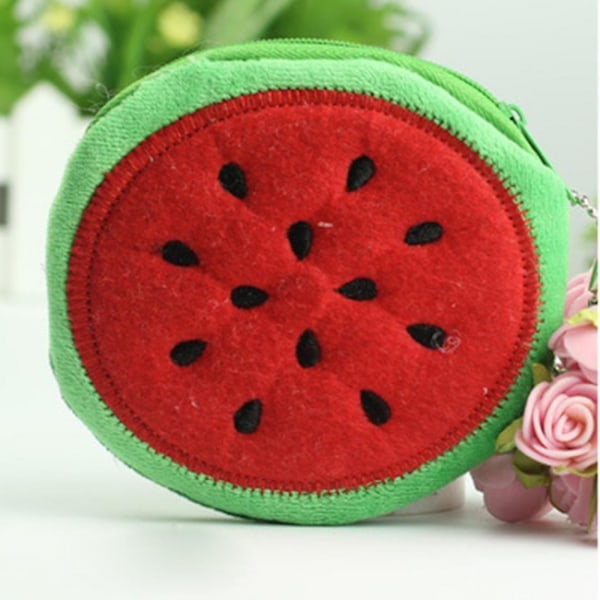1 st Kvinnor Barn Söt vattenmelon myntväska Lovely Plush Zipper Coi
