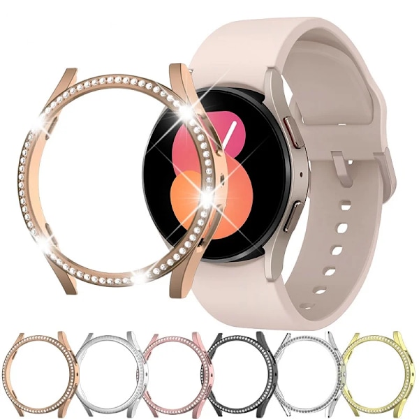 Fodral för Samsung Galaxy Watch 6 5 4 40 mm 44 mm fodral PC enkel rad diamantbelagd glänsande skydd utan glas Clear Galaxy Watch6 40mm