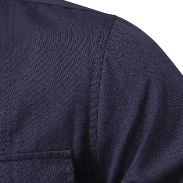2023 Ny høst militær stil 100 % bomull fickskjorte for menn Ensfarget Smal Casual Herreskjorter Langærmet DarkGrey L