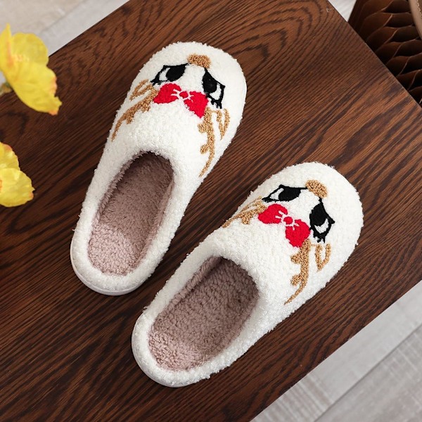 Plush Jule-Tøfler til Kvinder og Mænd, Elg Soveværelsesdesign White pure K 42/43 EU