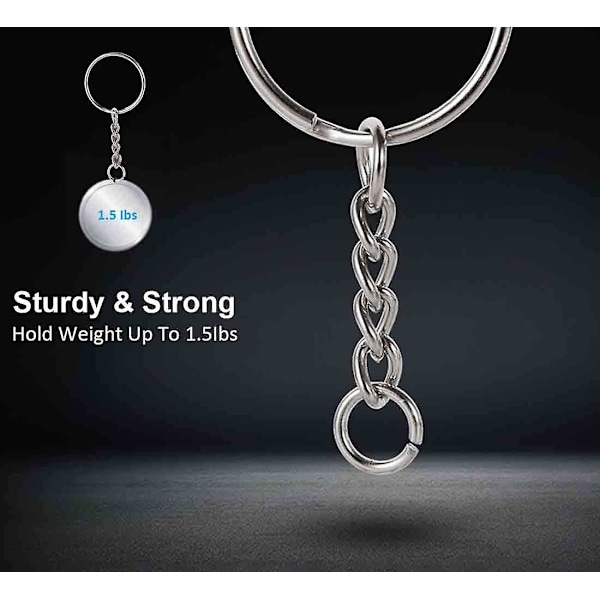 Nyckelring Ring Set, 60st Splits Nyckelring Hoops Med Kedja + 60st Jumper Rings, Metall Ssliver Nyckelringar För Gör-Det-Själv