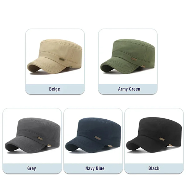 Nytt mode Klassiskt Casual Snapback-hattar i bomull Utomhussport Cap Platt Militär kadett Cap Stil Design Svart