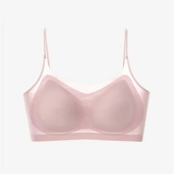 Ultratynde sømløse bh'er til kvinder Ice Silk Underwear Lille bryst Sexede undertøj Polstret Push Up BH Sexet Tube Top BH Intimates Pink L