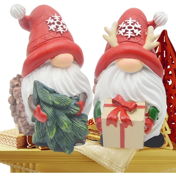 2x Ansiktslösa Tomtefigurer, Juldekoration för Skrivbord, Tomte för Vardagsrum