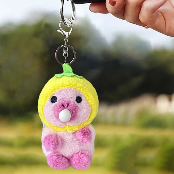 Capybara plys nøglering - realistisk 11 cm capybara fyldt legetøj, vedhæng til rygsæk og taske Citron