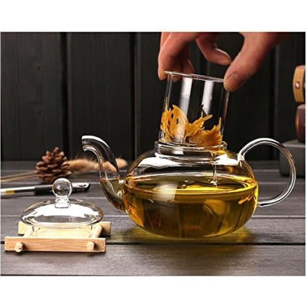 800 ml Tekanne i Borosilikatglass med Infuser, Egnet for Komfyrbruk 800ml/27oz