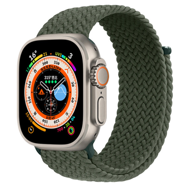 Flätat Solo Loop för Apple Watch-band 40mm 44mm 49mm 45mm 41mm 38mm 42mm Elastiskt armband iWatch series 9 8 7 se Ultra 2 Strap Inverness Green M storlek