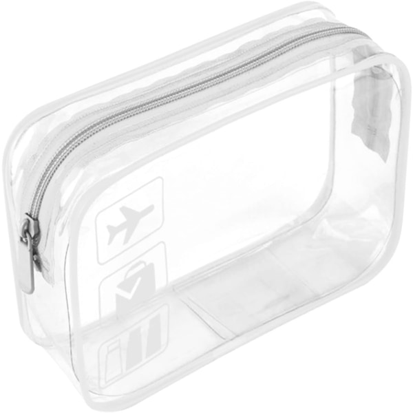 Genomskinlig necessär - Godkänd väska i Quart-storlek för handväska på flygplatsen, transparent necessär (vit)