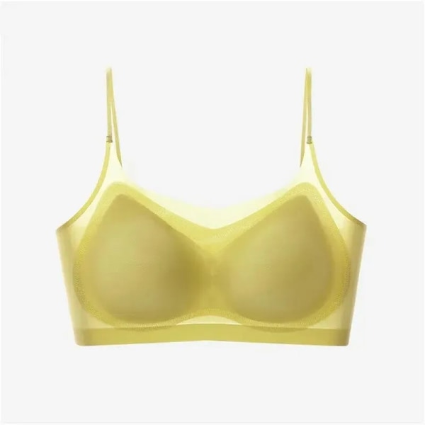 Ultratynde sømløse bh'er til kvinder Ice Silk Underwear Lille bryst Sexede undertøj Polstret Push Up BH Sexet Tube Top BH Intimates Gul M