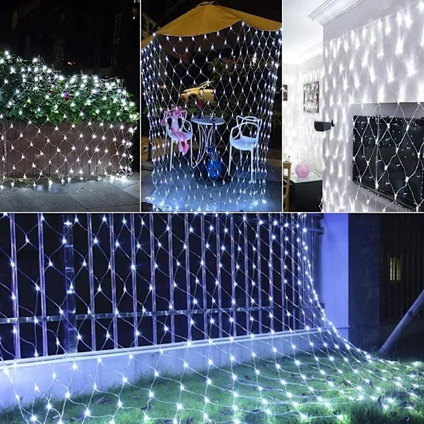 2Mx2M 4Mx6M LED utendørs fiskenett Gardin Mesh Fairy Lights Hagedekorasjon nyttår utendørs gate Garland julebelysning Hvit