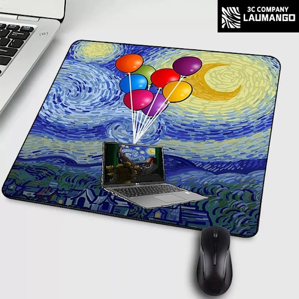 Liten musematte Tegneserie Van Gogh Illustrasjon PC Gamer-skap Tastatur Skrivebordsmatte Dataspilltilbehør Musematte Animematter ZY003228 18x22cm