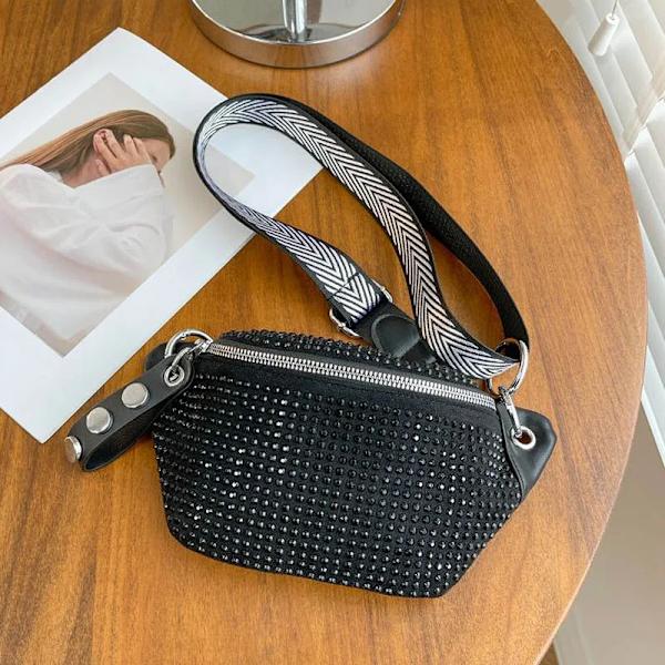 Designers axelväska för kvinnor, ny damkedja, axelväska, bröstväska, diamant midjeväska och telefonväska, mode bältesväska för kvinnor, svart midjeväska