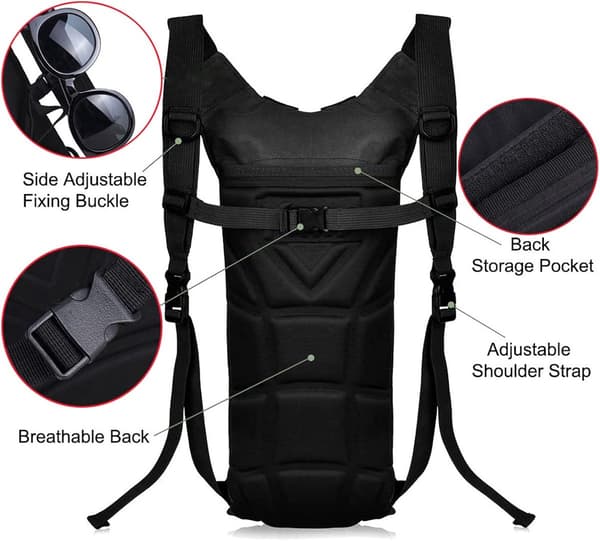 Hydration Pack - Hydration Rygsæk - Vandpose - 3L Letvægts Vandtæt Hydration Taske - Gave til Far - Sort - 24x3x46cm