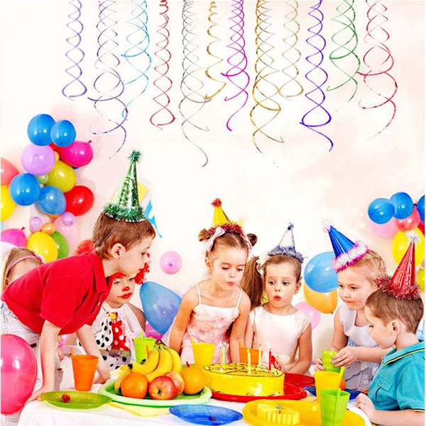 12 stk. Hængende Hvirvel Party Dekorationer til Fødselsdag og Babyshower (Søblå) Lake Blue