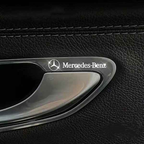 4 stk bil metal bil logo dekorative klistermærker dørhåndtag spejle rat karosseri interiør vindue klistermærker Benz Benz