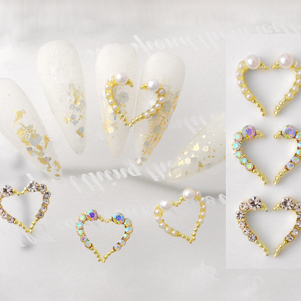 CQBB Gradient Color Pearls Nail Charms， Nail Art DIY Crafting Jewels krämvita