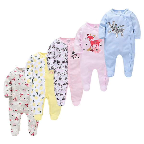 Kevät Vauvan Pyjama Tytöt Pojat Haalari 157 % Puuvilla Hengittävä Pehmeä Haalari Laventeli Lavender 3-6M