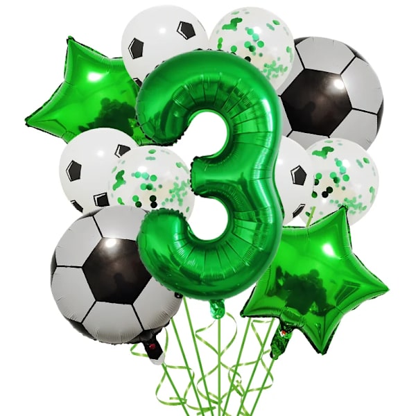 1 sæt helium folie ballon fodbold balloner fødselsdagsfest dekorationer børn dreng 32 tommer grøn nummer ballon fodbold sport forsyninger sæt-3 som vist