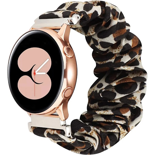 Elastisk nylon för Samsung Galaxy Watch 4 40mm 44mm band Scrunchies armband för Samsung Galaxy Watch4 Classic 42/46mm Leopard vit galaxy watch4