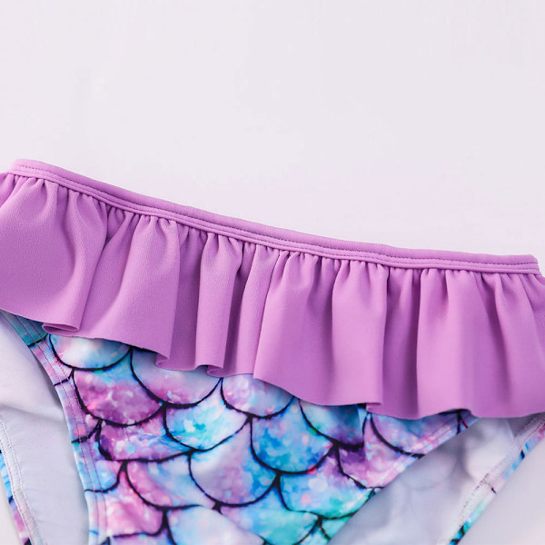 Flickor 2-delat Baddräktset Långärmad Utslagsbeskydd Baddräkt Lila Purple 110