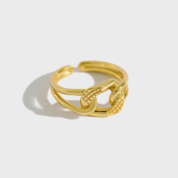 925 Sterling Silver Ring Cross Hollow Chain Ring