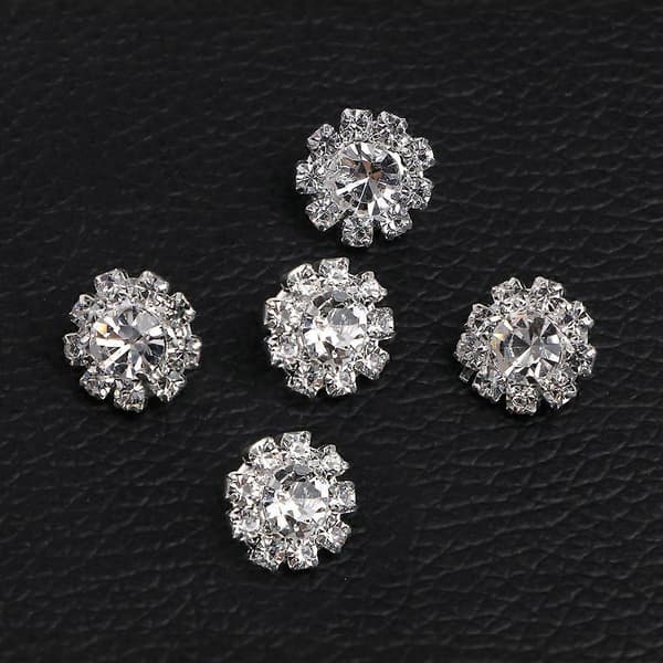 5 stk 12 mm runde strass skaftknapper syhåndverk utsmykning DIY_max