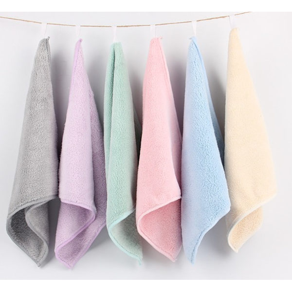 3 stk absorberende korallfleece firkantet håndkle fortykket lite firkantet håndkle lite håndkle lite lommetørkle 30*30 (Korallfløyel håndkle - rosa),