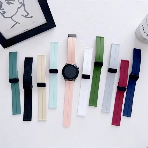Magnetlås Silikonrem För Huawei Watch 3 pro GT3 GT2 42mm 46mm För Mi Watch S1 Pro/ Watch 2 20mm 22mm Bälte Armband klöver Huawei watch3 pro