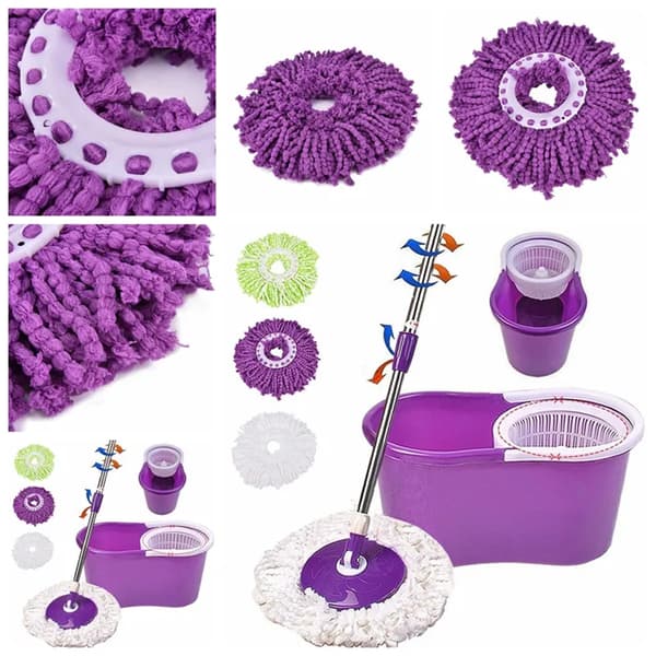 UUTUUS Magic Replacement Refill 360° Spin Puhdistuslevy Mikrokuitu Mop-Pää violetti