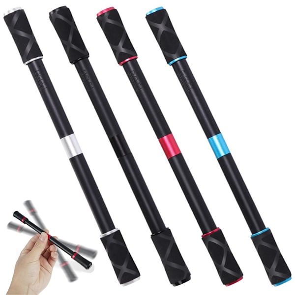 Snurrande penna - Spinnerpenna för stressavlastning, flygande snurrande penna för att förbättra finmotoriken, fidget-leksak, roterande dekompressionspenna black black red