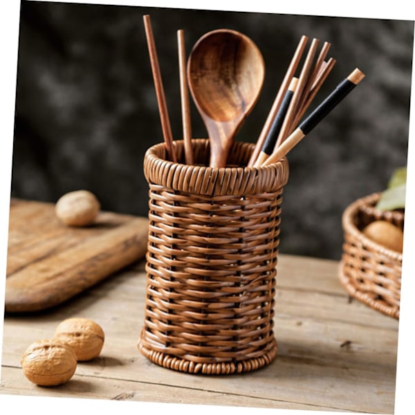 Imitert Rattan Bestikkstativ Rattan Bestikk Tørrestativ Bestikk Tørrestativ Vicker Penselkopp