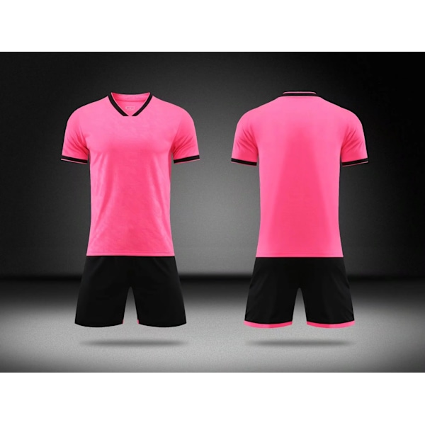 Fotbollströja Set: sportträningsdräkt, pojkar fotbollströja uniform, anpassad vuxendräkt, nummer, namn, logotyp, sponsor Rosa XS Pink XS