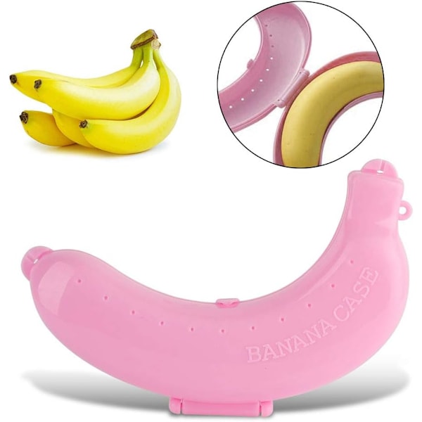 Söt 3 färger frukt banan skyddande låda hållare fodral lunchbehållare förvaring (roseate) Roseate