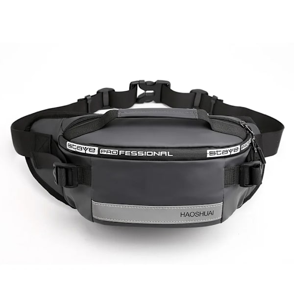 Stöldskyddsbälte för män, tättslutande midjeväska, multifunktionell höftrumpa, reflexremsa, axelväska, herr nylon Fanny Chest Pack Grey