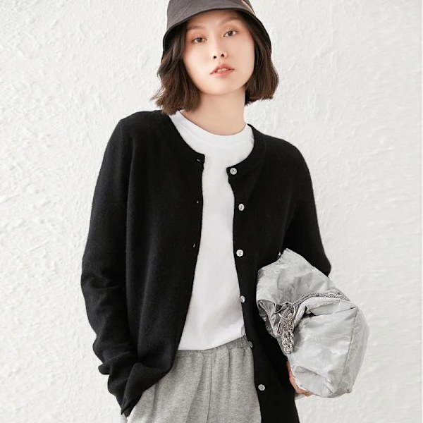 Vår 2023 Nya 15 Färger Dam Stickad Cardigan Damknapp Design Solid Färg Rund Hals Cardigan Solid Färg R Tröjor Blå XXL