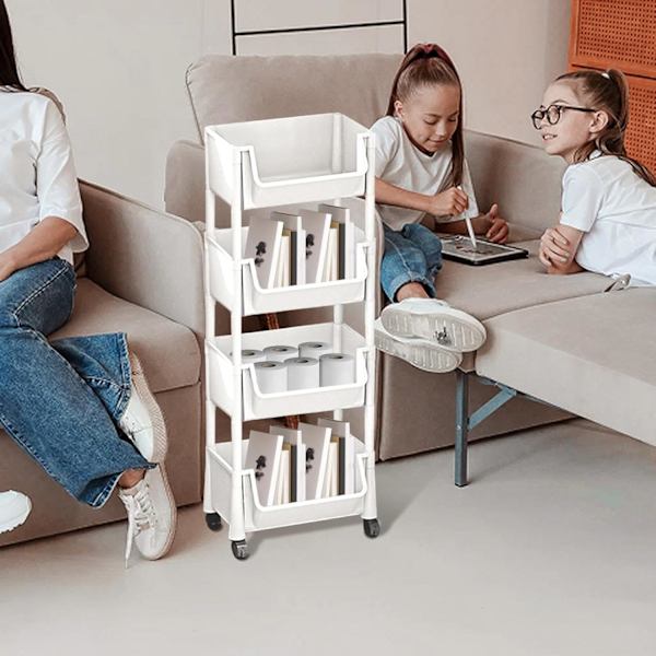 Barnevogn-organisator for barn, flernivå vogn med hjul for små rom 4th floor