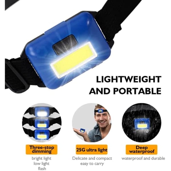 2-pack led pannlampa ficklampa för vuxna och barn 11oz31g Cob Flood Light Ultra ljus pannlampa