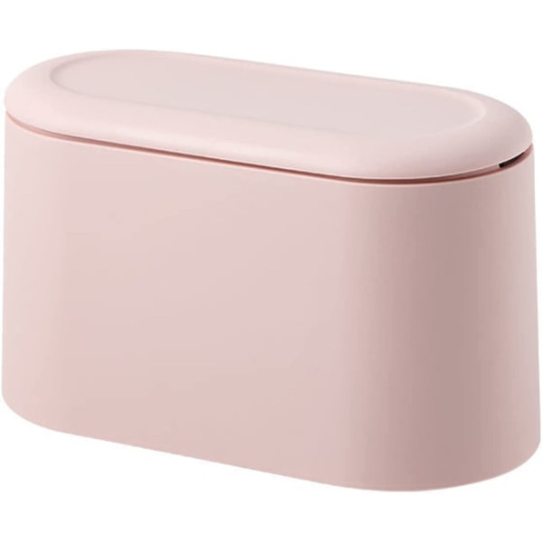 Mini papperskorg Papperskorg med lock Sovrumssoptunna för sminkställ, badrumsskåp, bordsskiva, skrivbord, badrumsdisk (rosa)