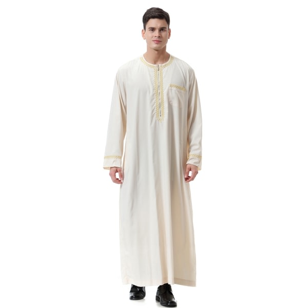 Abaya Muslimska Män Kläder Islam Klänningar Mode Kaftan Pakistan Kaftan Saudiarabien Jubba Thobe Marockansk Dubai Musulman Svart White Thobe XXXL SQBB