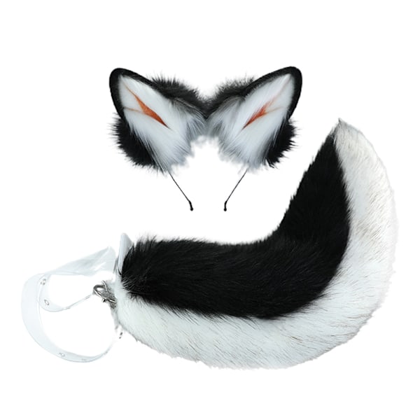 Kattöron Irländsk varghund Öron Djur Sött pannband Tillbehör för Halloween Jul (Öron + Svans Set)