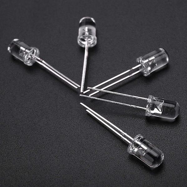 100 stk. 5 mm varmhvide lysdioder DC 3V 20mA glødelampe elektroniske komponenter lysemitterende diode