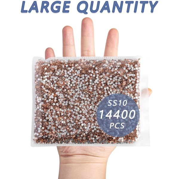14400 kpl Champagne Flatback-helmiä DIY-käsitöihin, Vaalea Persikka, SS10, 2,7-2,9 mm Light Peach SS10/14400pcs