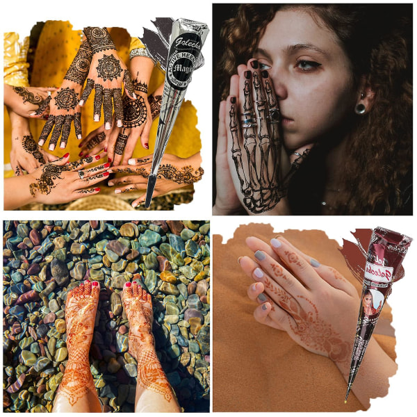 Henna väliaikainen tatuointi luonnollinen tatuointi väri musta ja ruskea väliaikainen mehndi tatuointi tarra väliaikainen tatuointi SQBB
