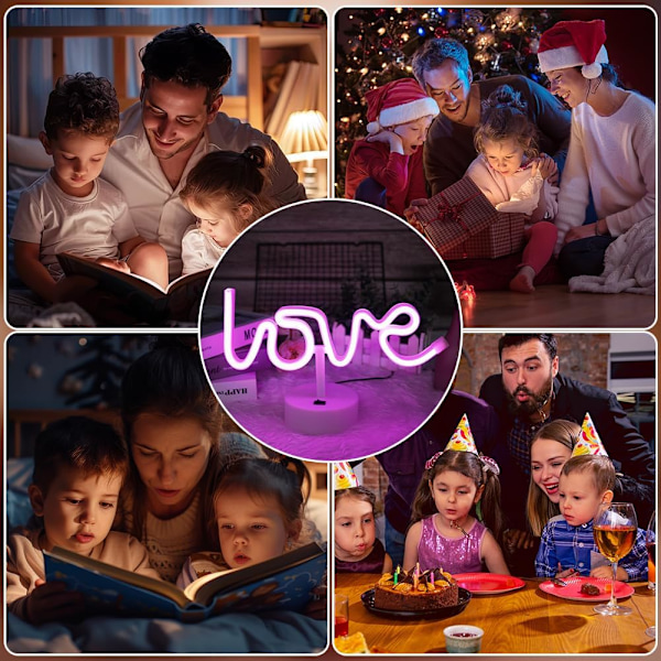 Love Neonskylt, LED Nattlampa för Sovrumsinredning, USB/Batteridriven Love