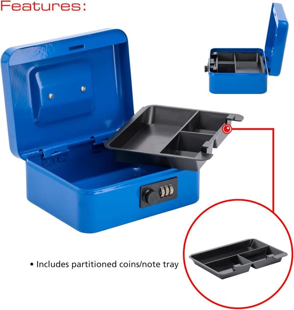 2CBL 8 \" Kombinationslås Kassaskrin, Blå Blue_max Blue