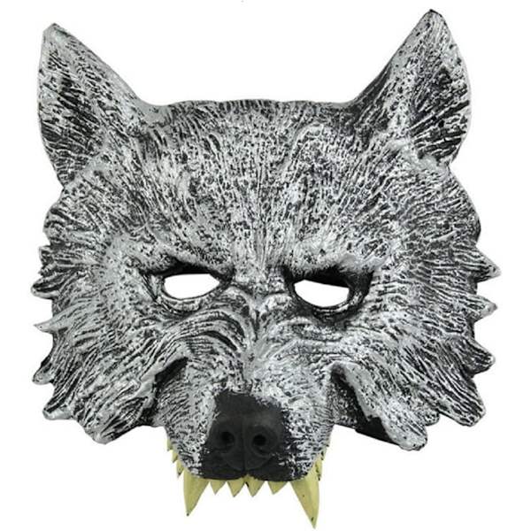 Grå varg huvudmask för Halloween julfest