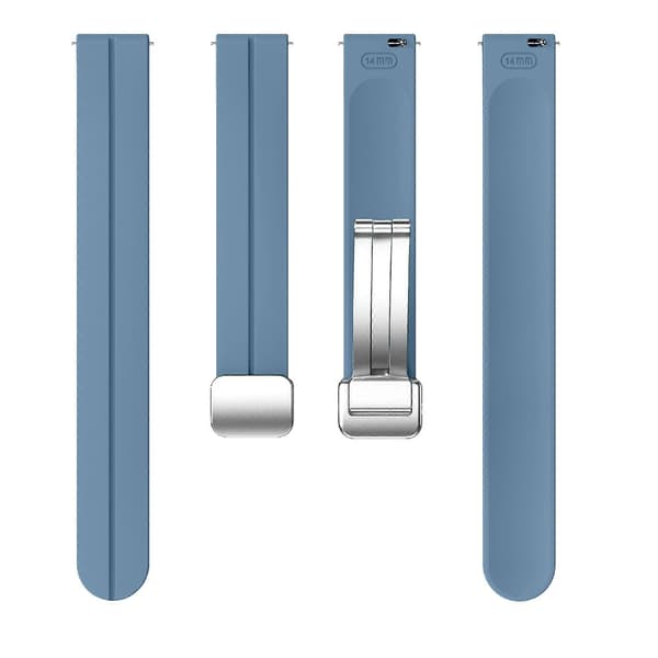 Silikonearmbånd til Garmin Lily 2 med magnetisk foldespænde_max Blue Silver Buckle