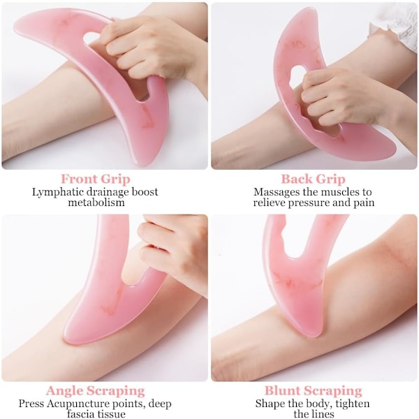 Stor Gua Sha Massager, Lymfedrænage & Cellulite Massager til Ben, Ansigt, Ryg & Muskel Smertelindring Rosa-B